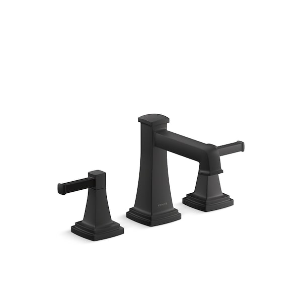 Kohler Widespread Bathroom Sink Faucet, Three Hole, Matte Black, 1.2 gpm, 4-15/16 in Spout Reach 27399-4-BL - main